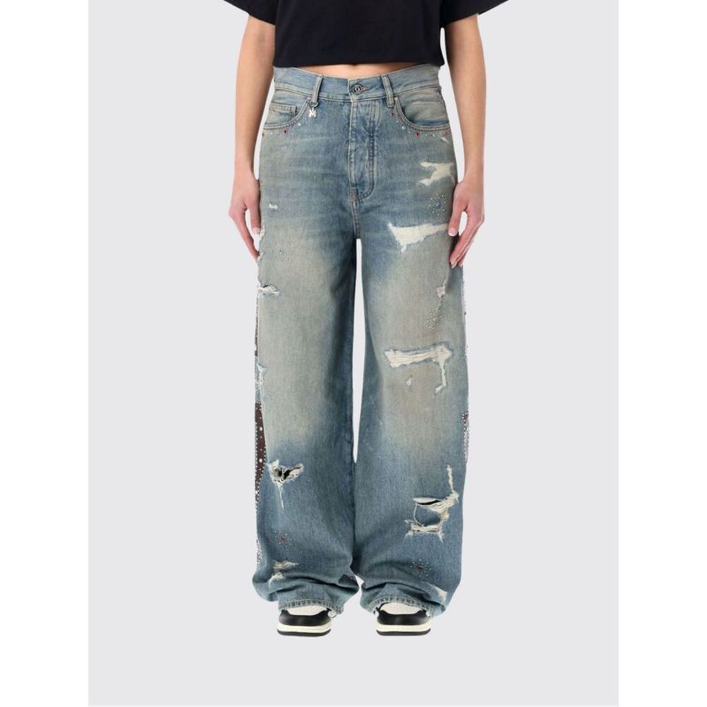 Amiri Women Distressed Denim Wide-Leg Jeans Amiri